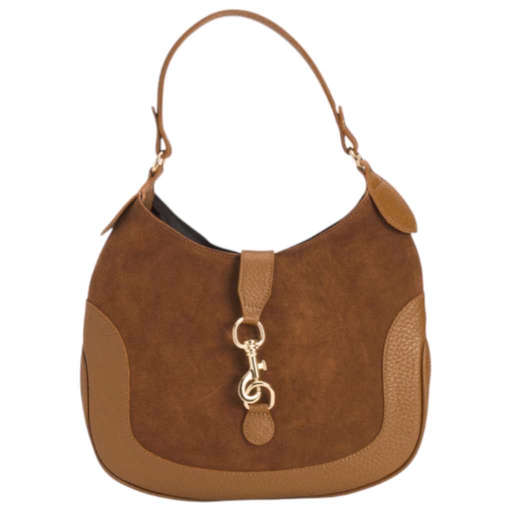 Isadora Made In Italy Suede Hobo With Hook Flap
